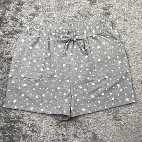 RAE DUNN Gray White Stars Pull On Lounge Shorts - Picture 1 of 7